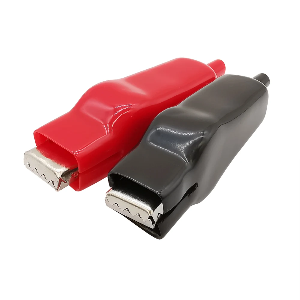 Pinzas de cocodrilo con revestimiento, cables de prueba eléctricos, Conector de batería, cable de puente eléctrico, 2 piezas, rojo, negro, 20A