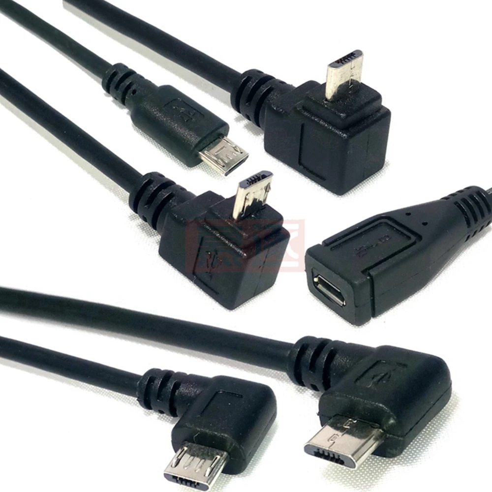 Adaptador de conector Micro USB 2,0 de 5 pines macho a hembra a extensión, conector de clavija larga, ángulo recto, izquierdo, arriba y abajo de 90 grados - imagen 2