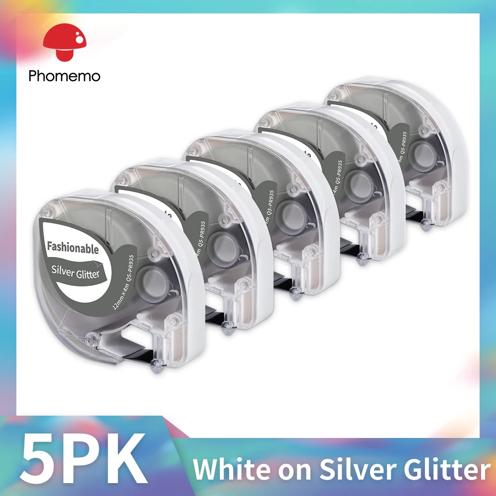 5PK Silver Glitter