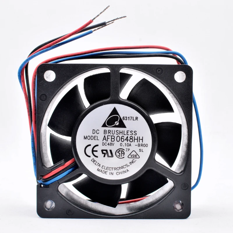AFB0648HH-BR00 de 6cm, 60mm, 60x60x25mm, CC 48v, 0.10A, rodamiento de doble bola, 3 cables, ventilador de refrigeración para el inversor de la caja del servidor