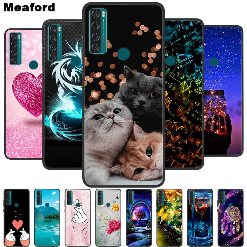 Para TCL 20 SE Funda 205 Funda de silicona suave con dibujos animados para TCL 20B 6159K contraportada para TCL 20 R 5G 20SE Fundas de moda TPU Funda
