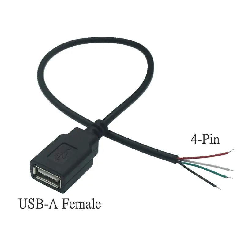 Cable de alimentación de 0,3 m/1m/2m, 2 pines USB 2,0 A hembra macho, conector de Cable de 4 pines, Cable de carga, conector de extensión DIY, línea de 5V - imagen 4