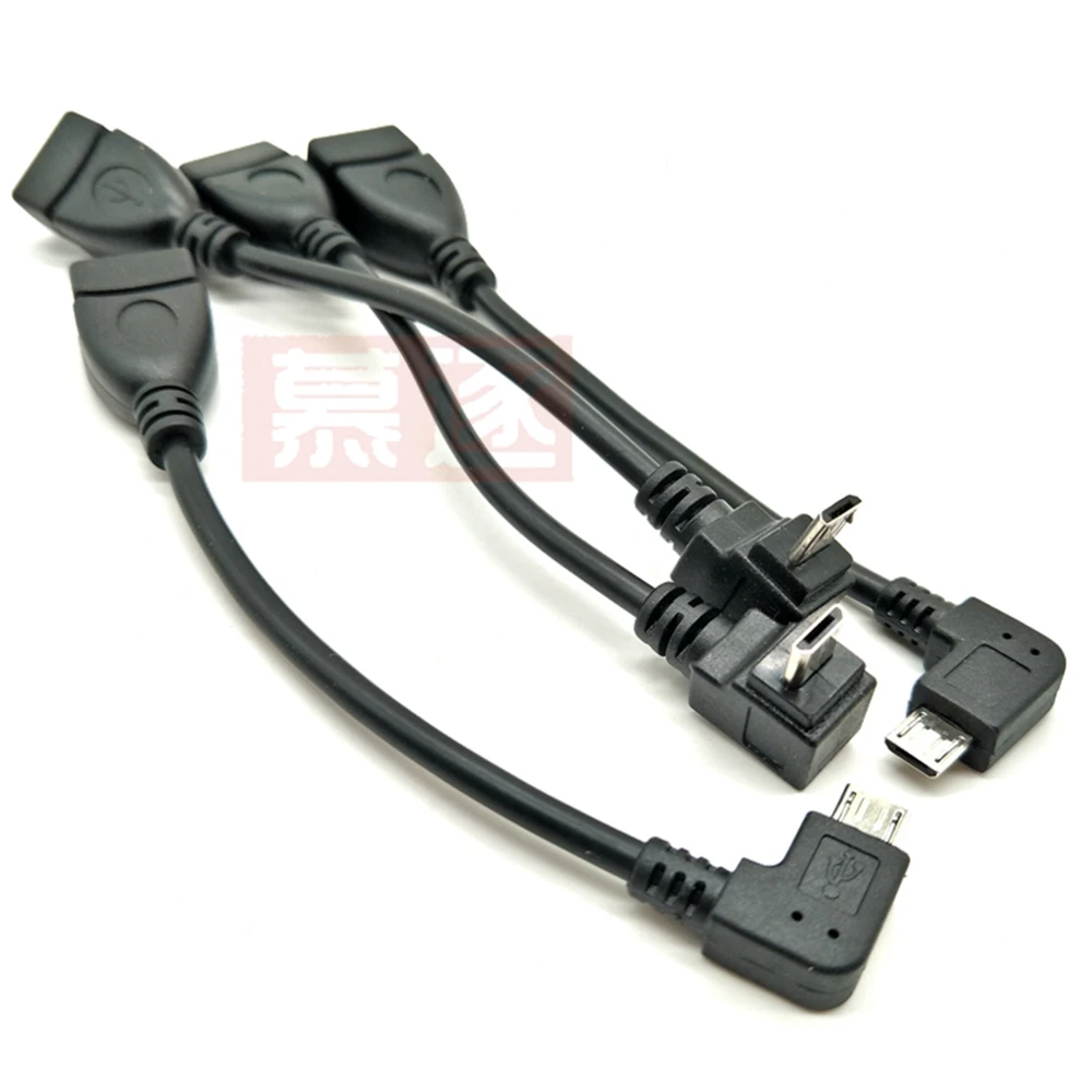 Adaptador de conector de extensión, cable OTG de 10CM, 90 grados, derecho, Izquierdo, arriba y abajo, Micro USB 2,0, 5 pines, macho A USB 2,0 A hembra - imagen 2