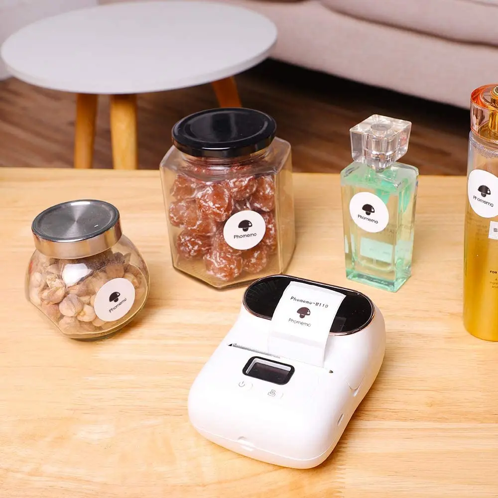 Phomemo-etiqueta adhesiva térmica autoadhesiva redonda blanca, etiqueta de identificación impermeable para impresora de etiquetas M110/M200/M220 - imagen 5