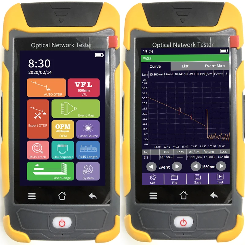 980EXP-D28 OTDR reflectómetro Mini Pro 1310nm 1550nm 28/26dB, instrumento probador de fibra óptica con pantalla táctil OPM OLS VFL SC FC - imagen 5