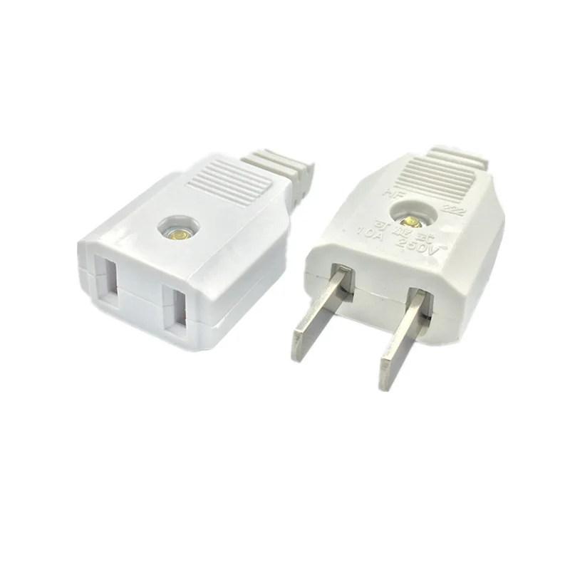 Adaptador de toma de corriente hembra con enchufe macho de alimentación eléctrica CA de 2 pines americano de EE. UU. con conector de cable de extensión recargable