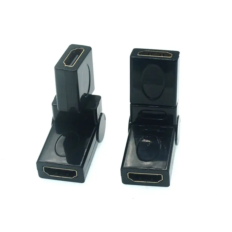 Adaptador chapado en oro HD A hembra, compatible con HDMI, 90, 180, rotación de ángulo recto de 360 grados, versión de datos HD, 1,4 V - imagen 5
