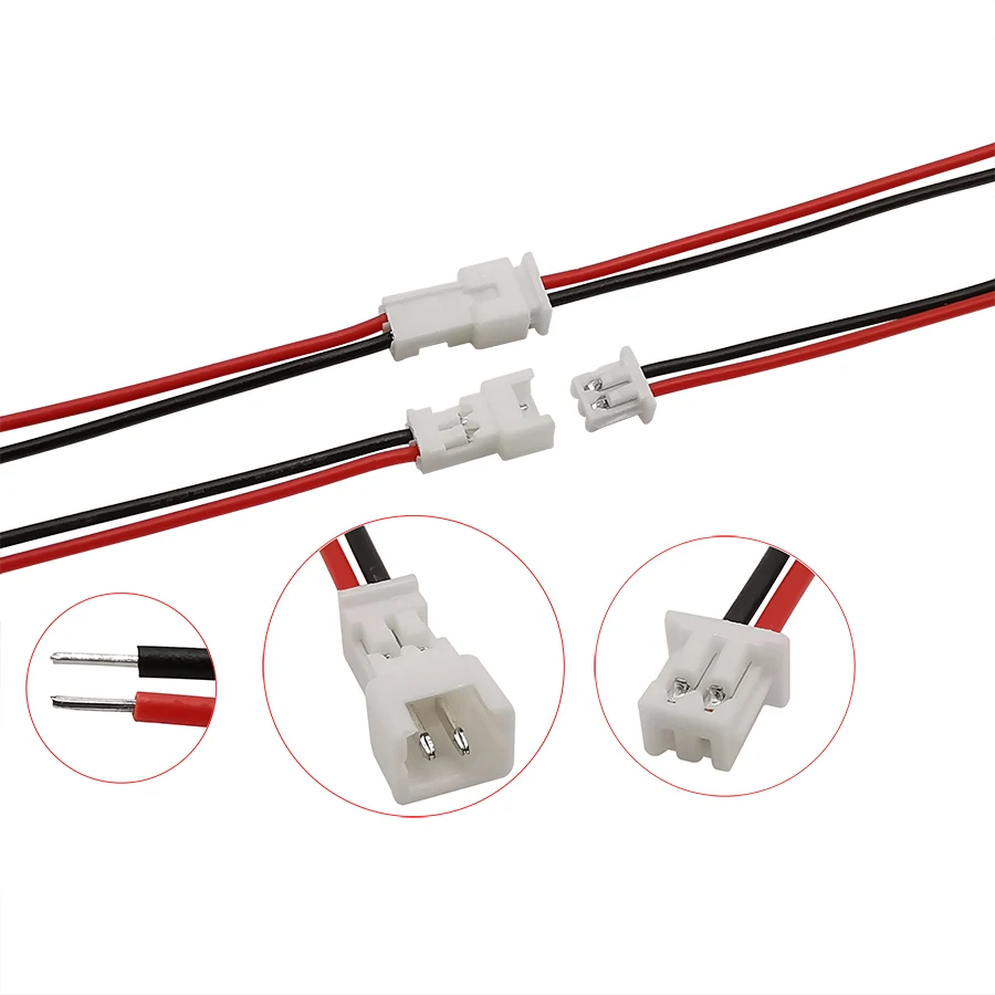 2/5/10 pares Micro 2 pines JST 1,25mm/PH 2,0/XH 2,54/SM 2P conector macho hembra con Cables de Cable - imagen 2