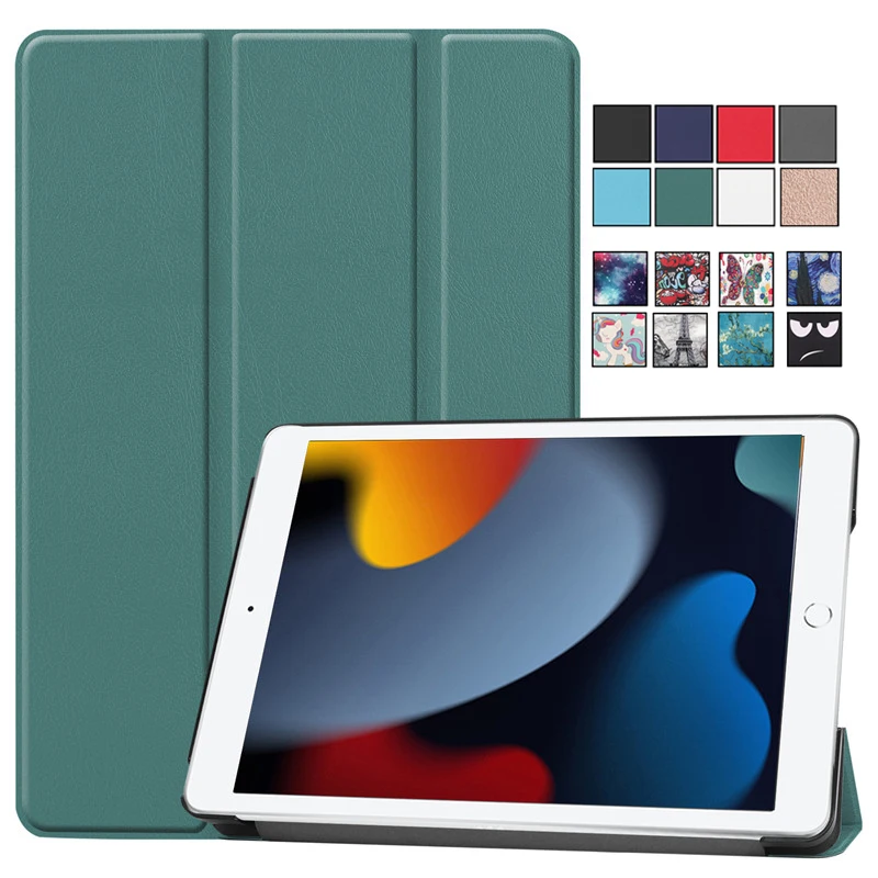 Funda inteligente de piel sintética para iPad, cubierta para tableta de 2 pulgadas, 7 °, 8, 9 generación, A2603, A2604, iPad 10,2, 2021