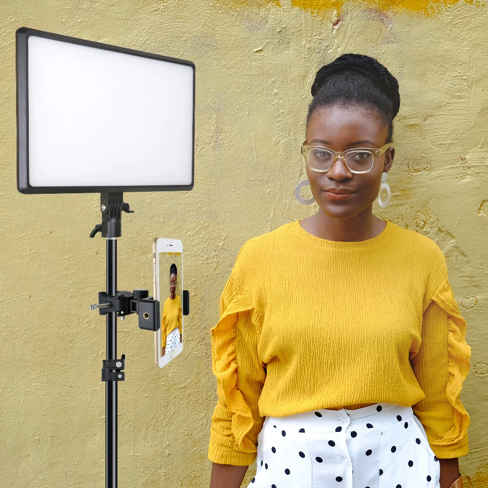 Panel de luz LED para vídeo de 14 pulgadas y 10 pulgadas, Control remoto con Clip para teléfono, enchufe europeo 2700K-5700K, iluminación de estudio de fotografía para Youtube - imagen 2