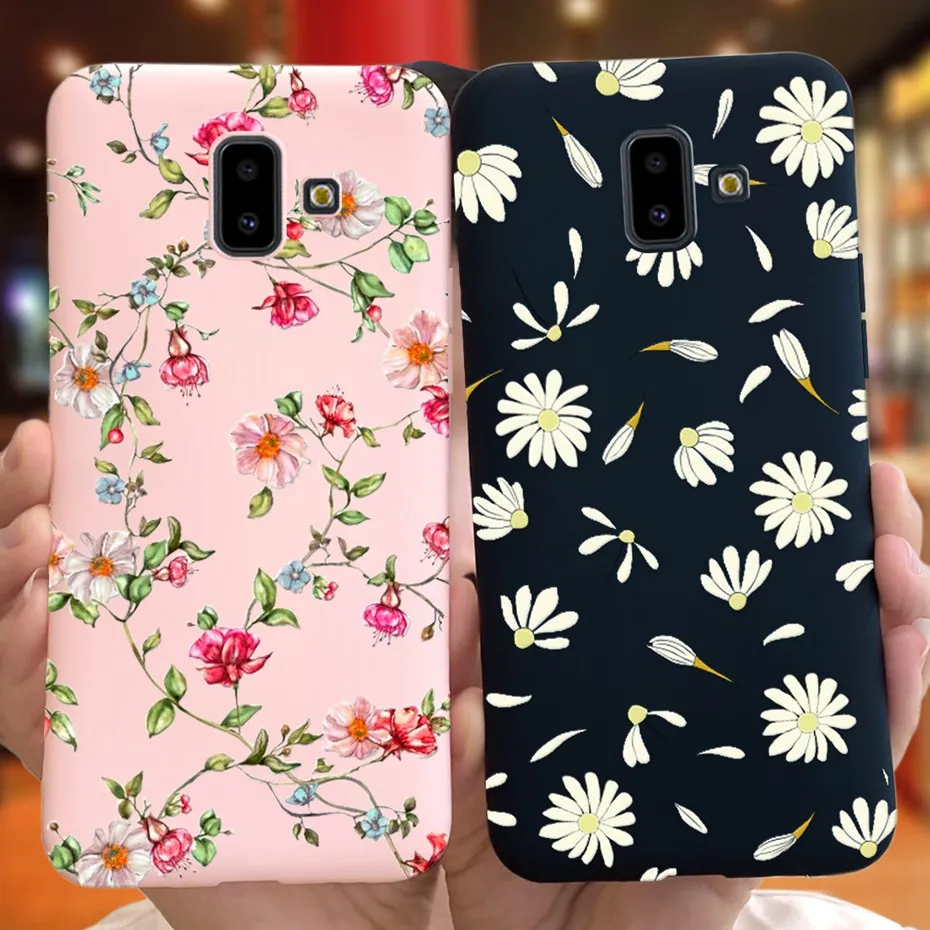 Para Samsung Galaxy J6 Plus 2018 funda trasera de silicona para teléfono Samsung J6 2018 J 6 J6Plus J600 J610 Coque flor Fundas suaves
