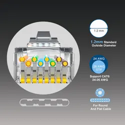 ZoeRax Conector RJ45 Cat6 8P8C - Chapado en Oro, Crimpado Preciso