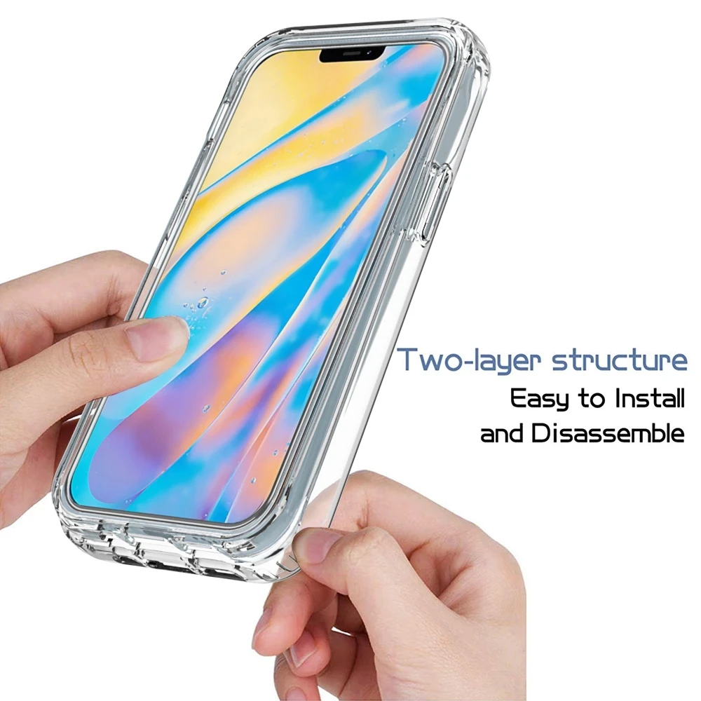 Funda trasera transparente de protección de silicona 2 en 1 a prueba de golpes para iPhone 16 15 13 12 11 14 Pro Max XR XS MAX X SE 6 7 8 Plus - imagen 4