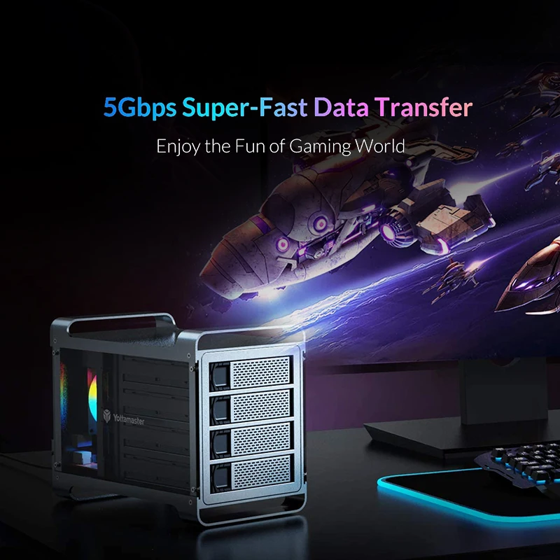 Yottamaster-USB-B USB 3,1, 5Gbps, 5 bahías (5x16TB), carcasa RAID, compatible con RAID 0/1/5/10 /JBOD/clon/disco duro Normal, almacenamiento RAID - imagen 4