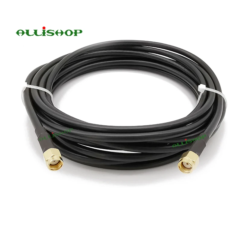 RP SMA macho a RP SMA macho antena Wifi conector coaxial 50ohm RG58 Cable conector SMA de enchufe 1M 3M 5M 8M 10M 12M 15M - imagen 5