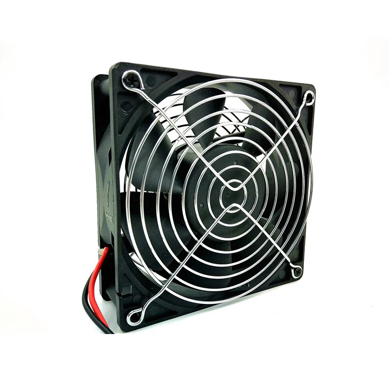 Ventilador de CA 12038 con cubierta de malla, máquina de soldadura eléctrica con rodamiento de bolas de 220V, 12cm, ventilador de refrigeración de red Dual - imagen 4