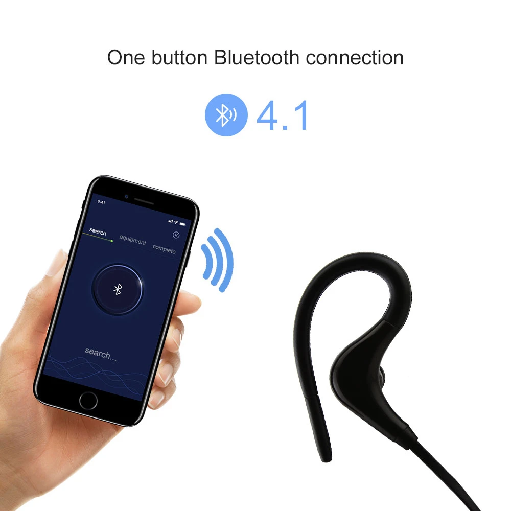 Auriculares inalámbricos con Bluetooth 4,1, cascos con gancho para la oreja, para música, deportivos, para correr, con micrófono, para teléfono Huawei y Xiaomi - imagen 5