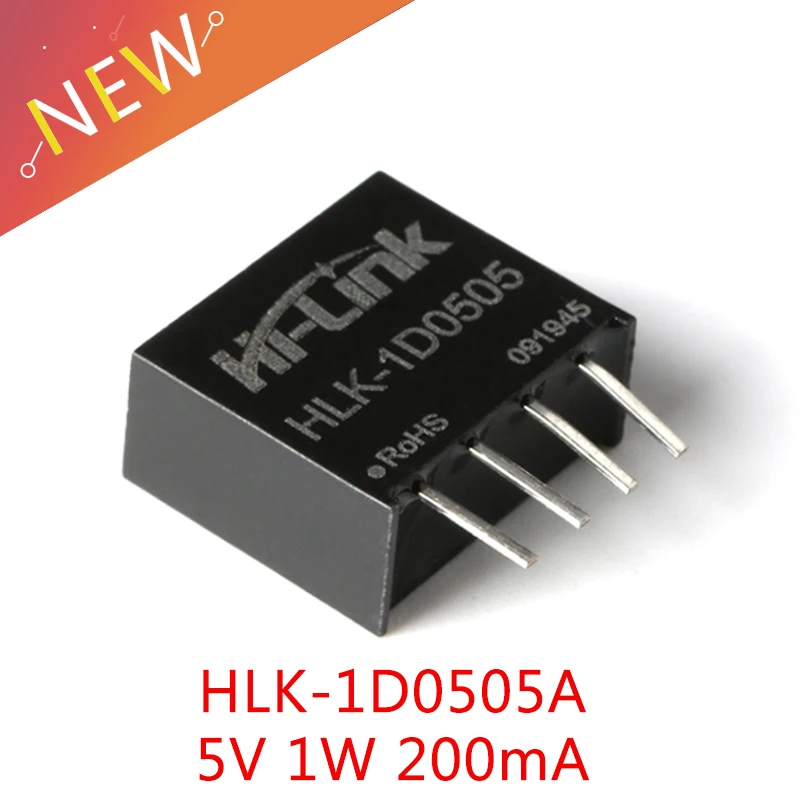 Módulos de fuente de alimentación de HLK-1D0505A, 5 unids/lote, 5V, 1W, 200mA, CC a 88%, transferencia eficiente, reemplazo de B0505S-1WR3