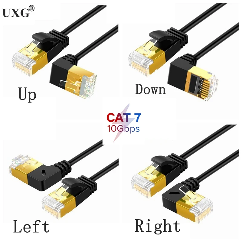 Cable ultrafino RJ45 Cat7 6 Lan, red UTP RJ45 para Cable de conexión Compatible con Cat6, Cable de ángulo recto de 90 grados