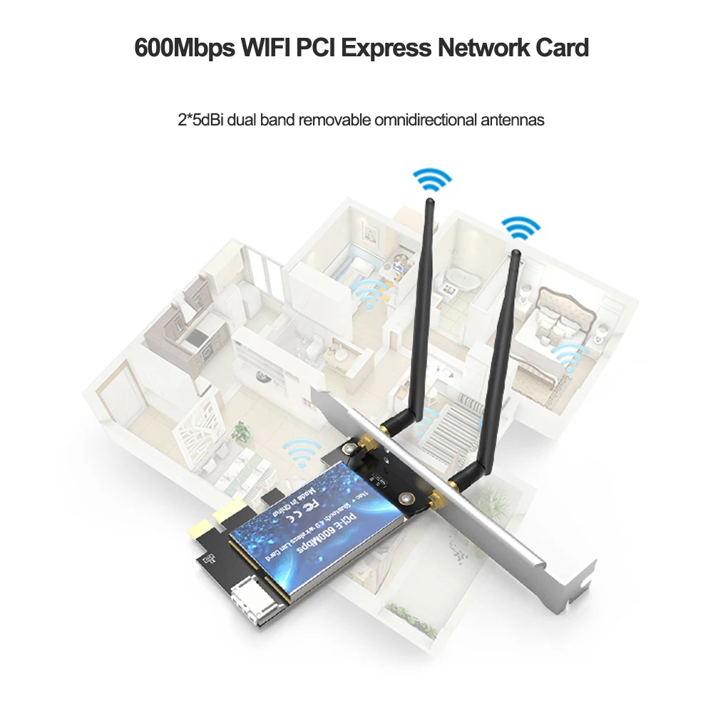 Tarjeta de red PCI Express WIFI de 2,4G/5GHz, 600Mbps, inalámbrica, Compatible con Bluetooth, tarjeta LAN PCI-E, adaptador 802,11 ac/b/g/n - imagen 5
