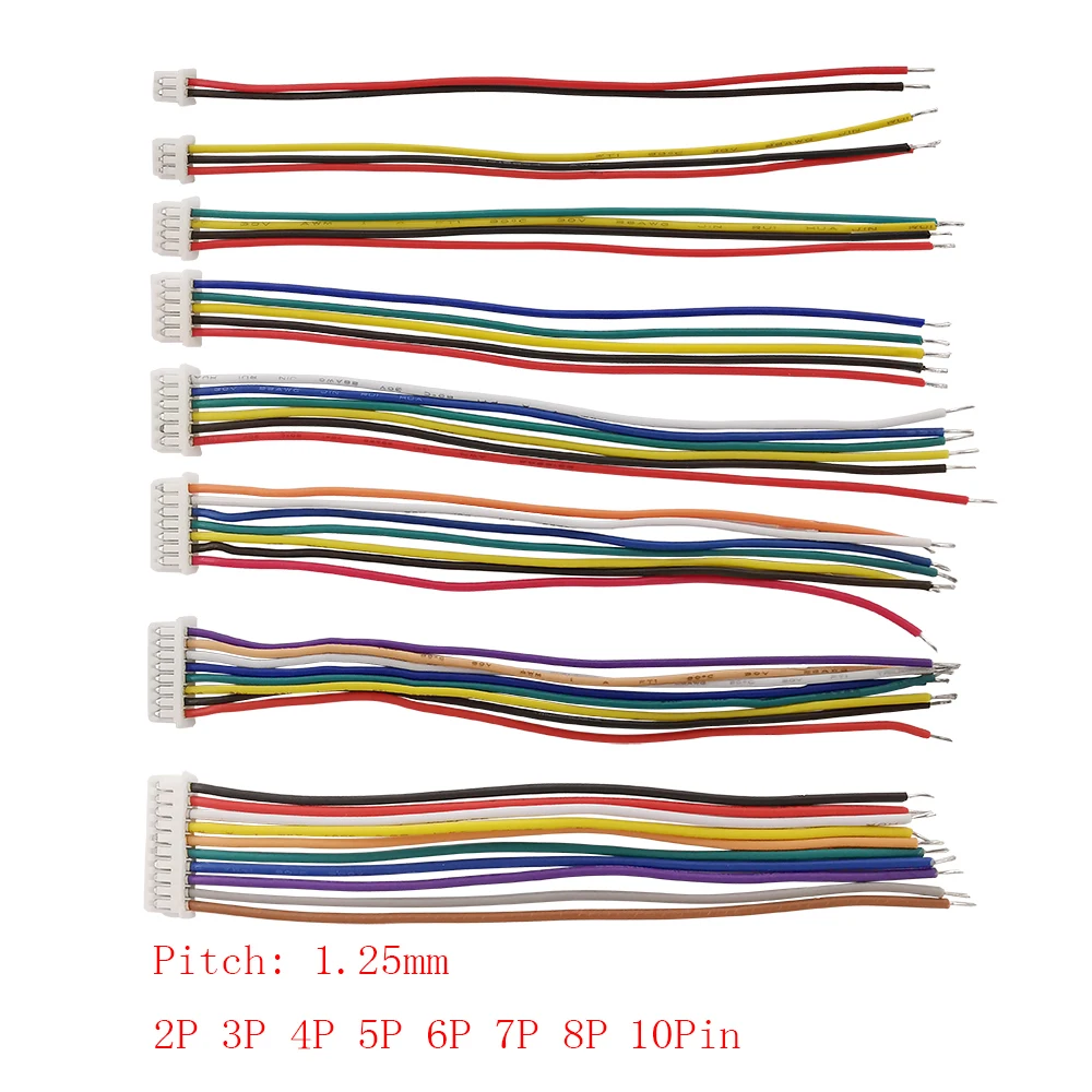 10 Uds Micro JST1.25mm 2-10Pin conector de enchufe hembra con 28AWG Cable 1,25mm individual/doble enlatado cabeza conector eléctrico - imagen 5