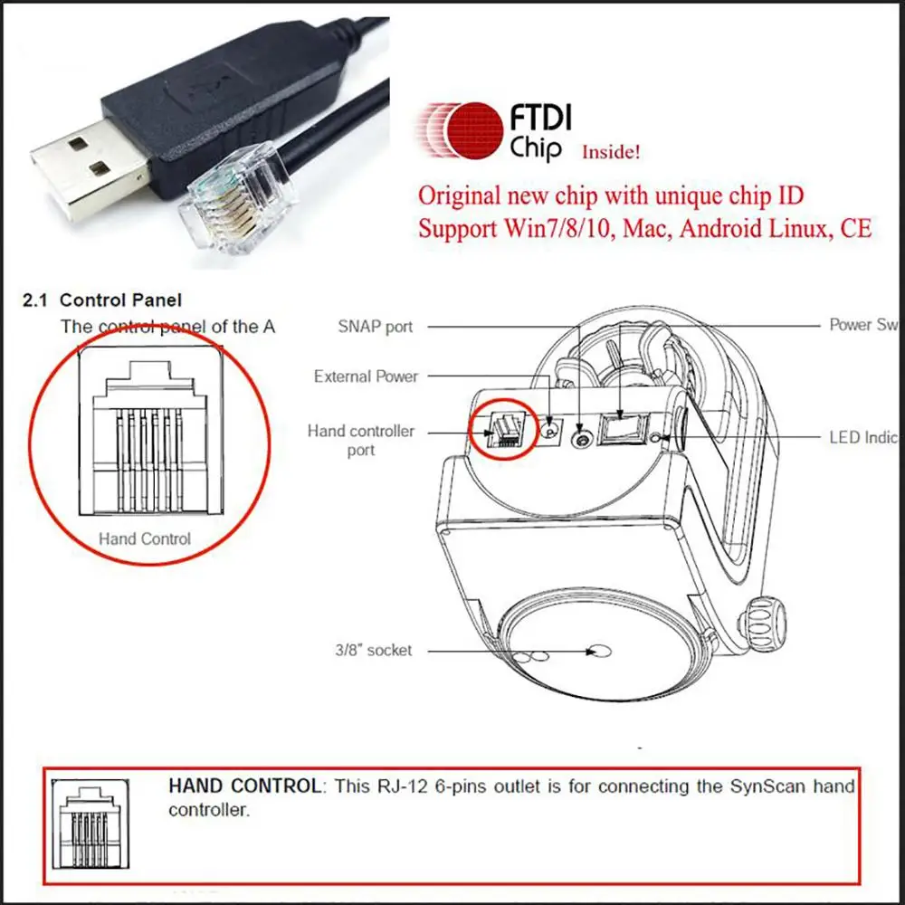 SkyWatcher AZ-GTI Cable EQMOD – Reemplazo Control Manual - imagen 4