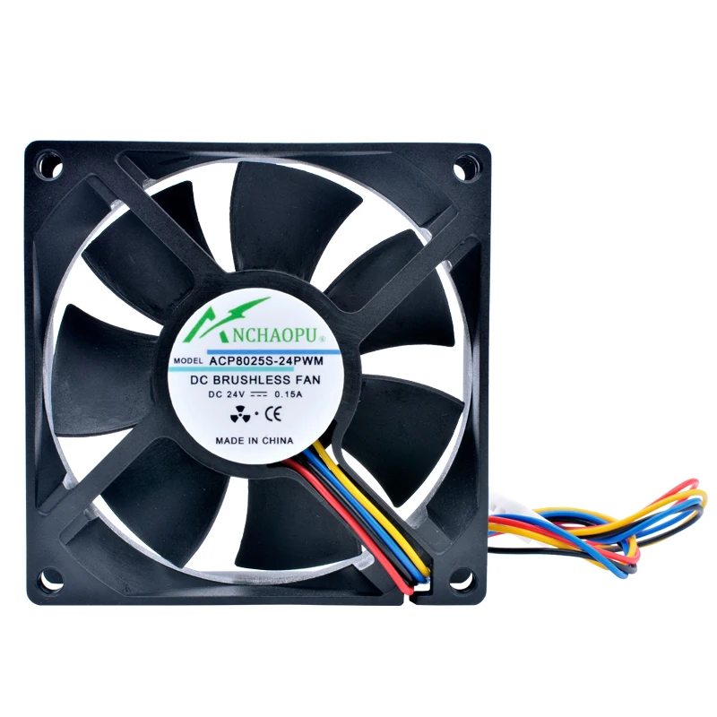 ACP8025S-24PWM ventilador de 8cm 80mm 80x80x25mm DC24V 0.15A 4 cables 4 pines pwm ventilador de refrigeración de control de velocidad para chasis de servidor inversor - imagen 3