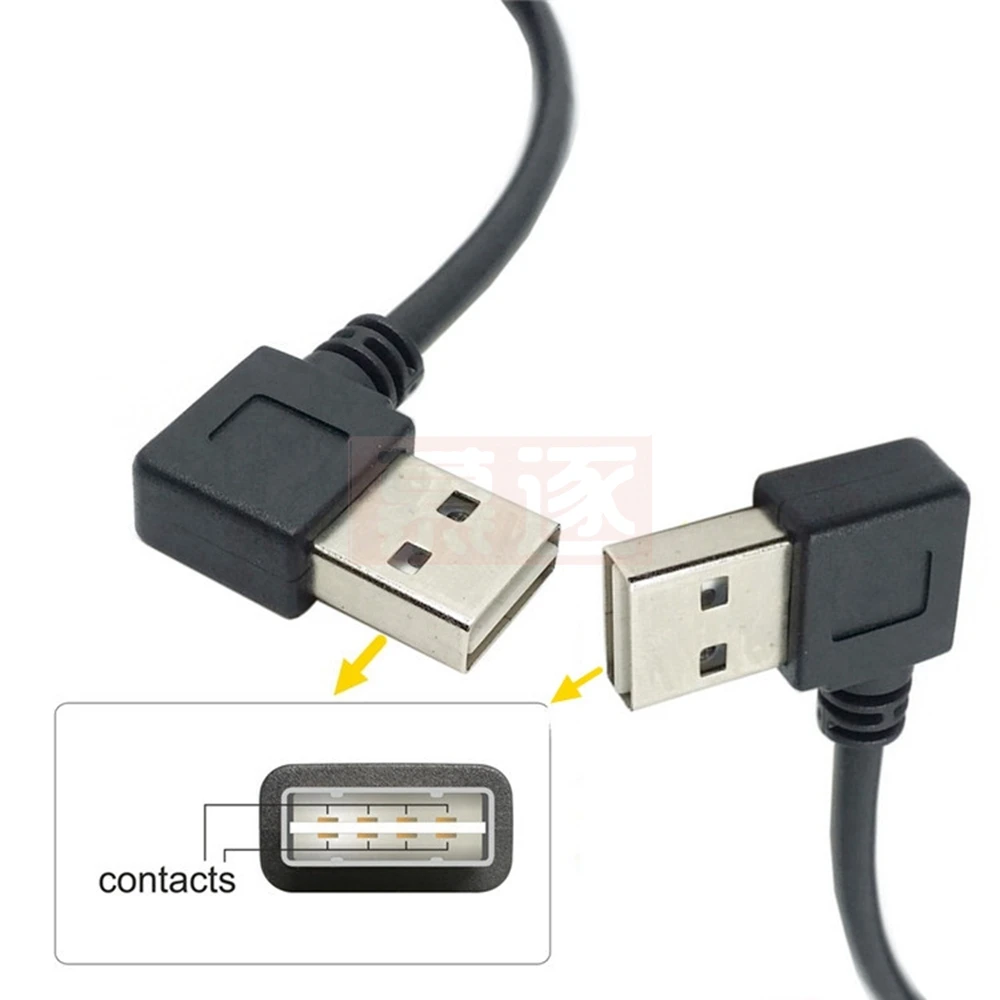 Cable de extensión USB izquierdo y derecho para computadora 1M USB 2,0 tipo A enchufe en un cable de enchufe Hola velocidad 480 Mbps Negro - imagen 5