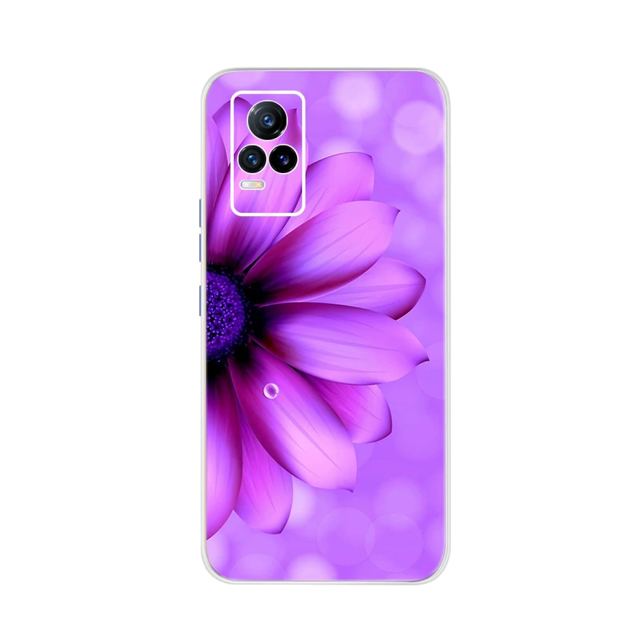Funda con flores de colores para Vivo V21e, carcasa delgada de silicona suave V2061, carcasa trasera completa, parachoques - imagen 3