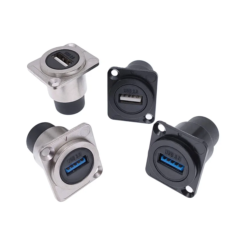 Conector USB 2.0 3.0 Metal Hembra Hembra Montaje Panel Toma USB Negro - imagen 3