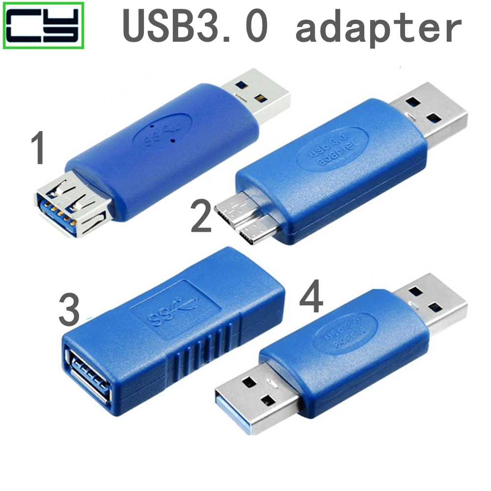 Adaptador USB3.0 de alta velocidad, conector recto de conversión, cabezal de extensión, conector de par de cables compatible con 2,0 macho a hembra