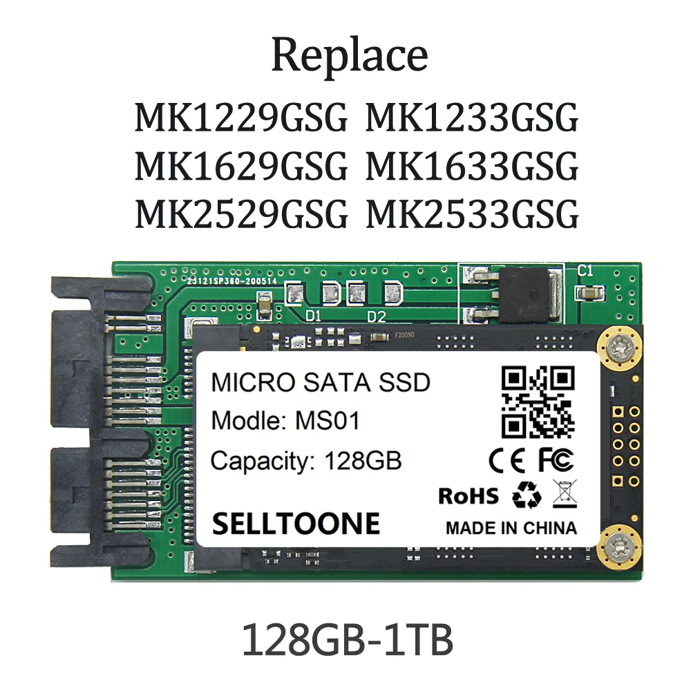 MicroSata SSD de 128GB, 256GB, 512G, para HP 2740p, 2730p, 2540p, IBM x300, x301, T400S, T410S, reemplaza MK1229GSG, MK1629GSG, MK2529GSG, HDD de 1,8 pulgadas