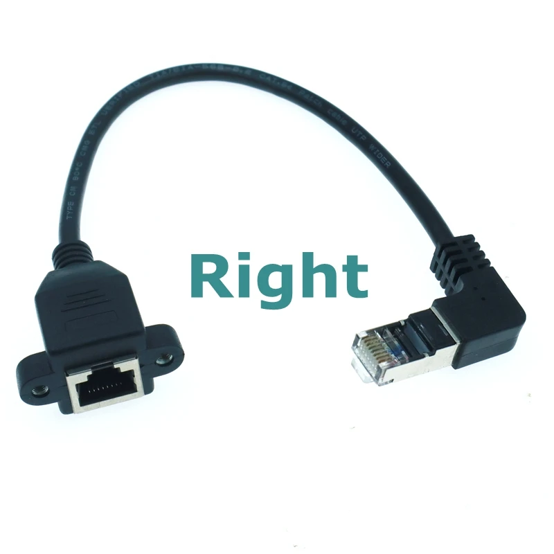 0,3 m de alta calidad 90 grados 8P8C FTP STP UTP Cat5 RJ45 macho a hembra con tornillo LAN Ethernet Cable de extensión de red de ordenador - imagen 5