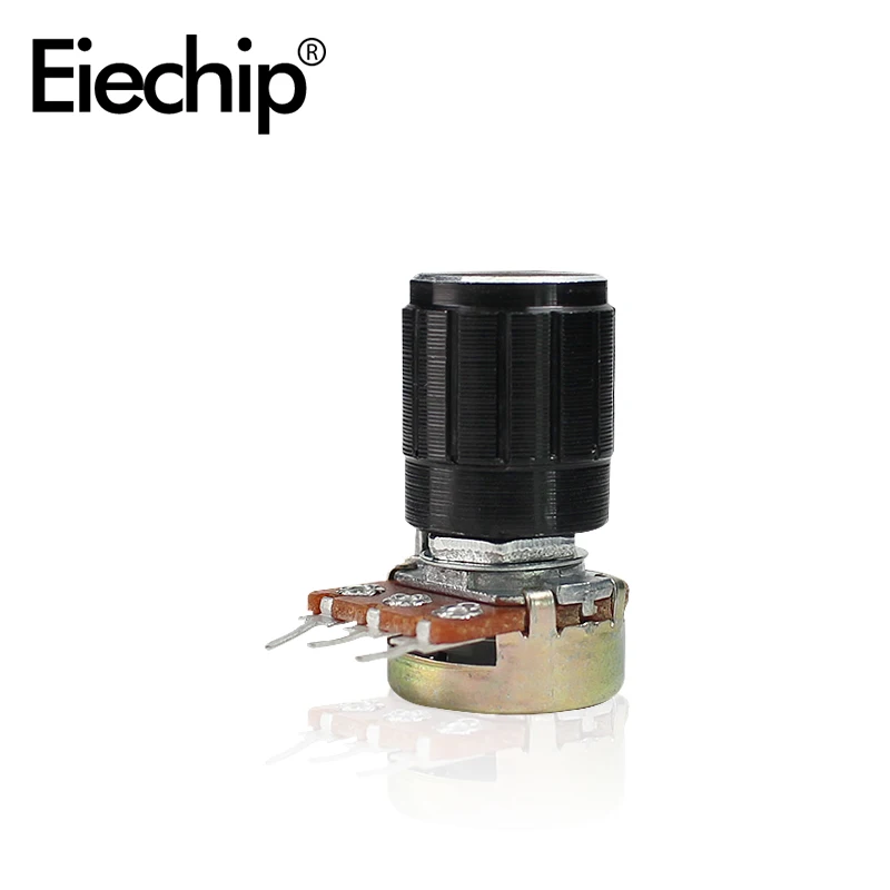 Potenciómetro rotativo WH148 de 15mm, kit de perilla negra de resistencia variable, B10K, 1K, 2K, 5K, 20K, 50K, 100K, 250K, 500K, 5 unidades por lote