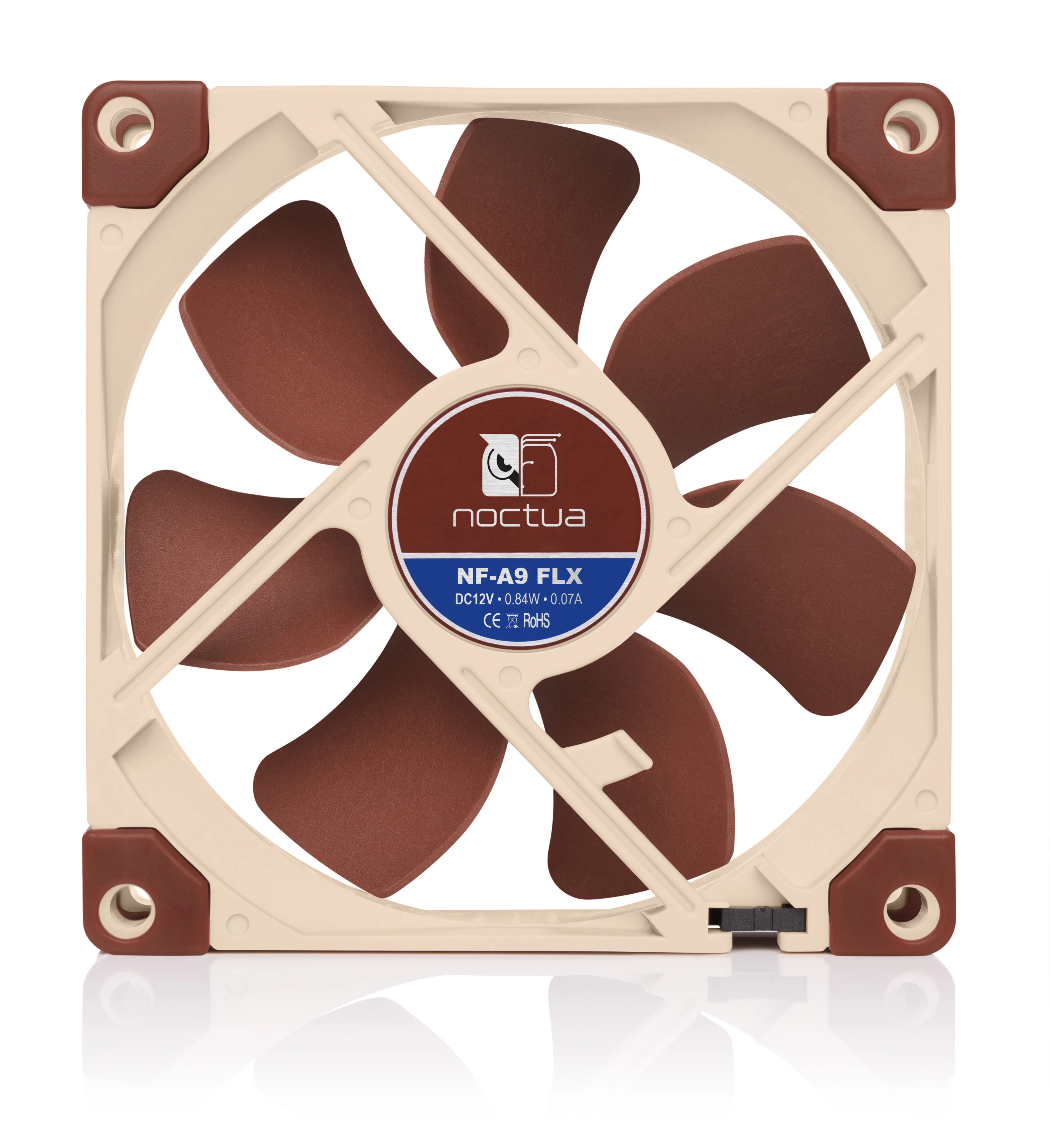Noctua-ventilador de refrigeración NF-A9 FLX de 92mm, Enfriador de CPU silencioso, disipador térmico, rodamiento SS02, 5V/12V, 3 pines/4 pines, 2,5 cm - imagen 3