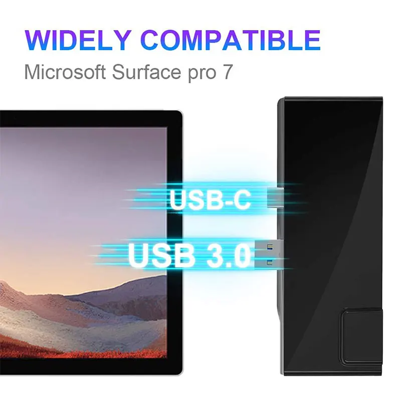 HUB USB C para Microsoft Surface Pro 7, base adaptadora con concentrador multipuerto USB 3,1 a HDMI 4K 100Mb RJ45 PD, divisor para conectar TV - imagen 2