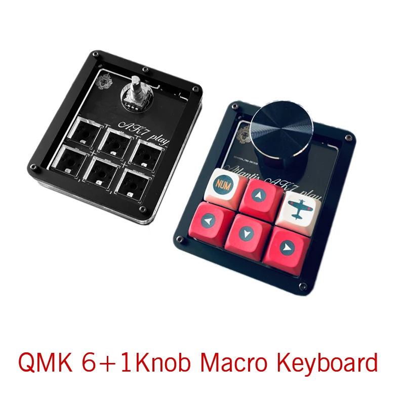 Mini Macropad QMK a través del teclado 6 teclas + 1 perilla Hotswap RGB diseño teclado clásico volumen Zoom entrada salida teclado programable DIY