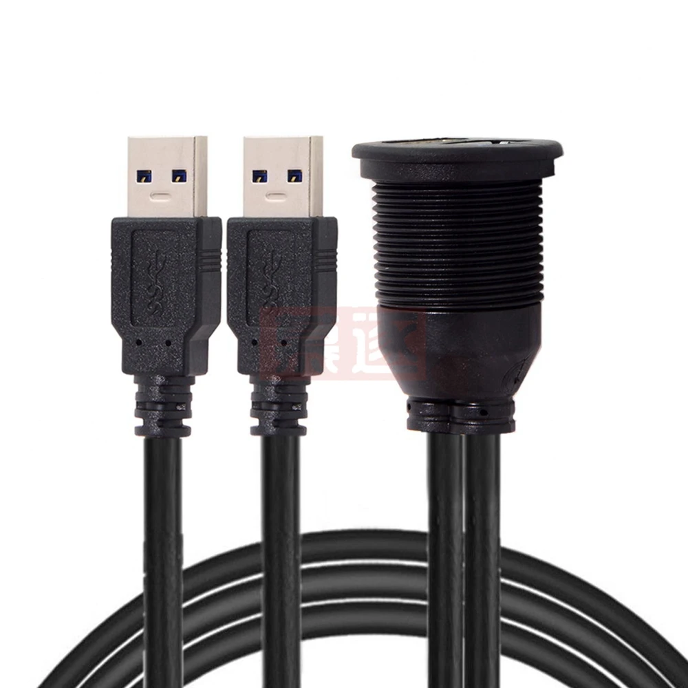 2 puertos duales USB 3.0 macho a USB 3.0 hembra AUX montaje empotrado extensión de montaje en coche - imagen 4