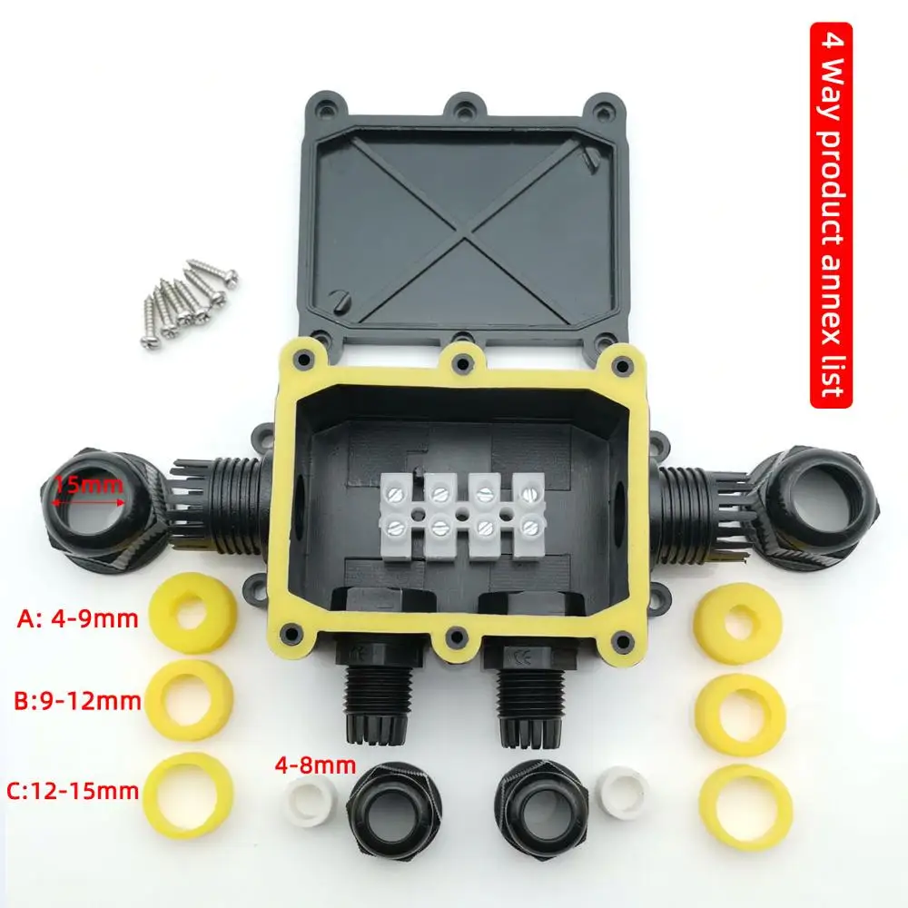 Caja de conexiones IP68 impermeable UV a prueba de sol al aire libre de múltiples maneras caja de conexiones eléctricas de plástico conector de Cable - imagen 3