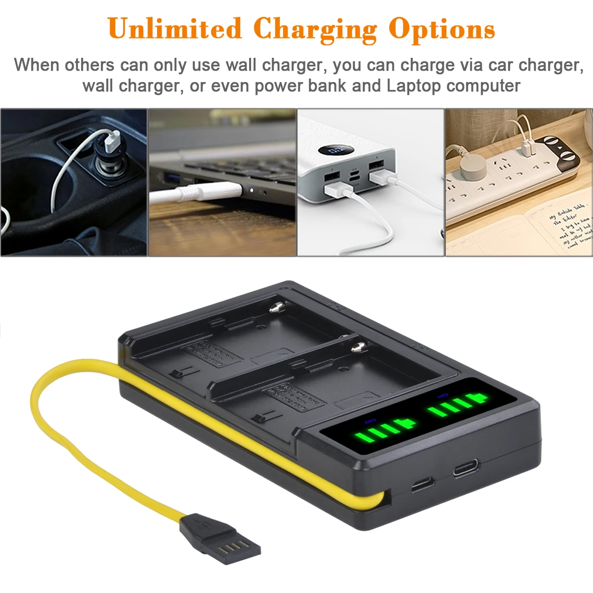 Batería Batmax 5600mAh NP-F750 NP-F770 + cargador Dual USB LED para luz de vídeo LED Yongnuo Godox YN300Air II YN300 III YN600 L132T - imagen 4