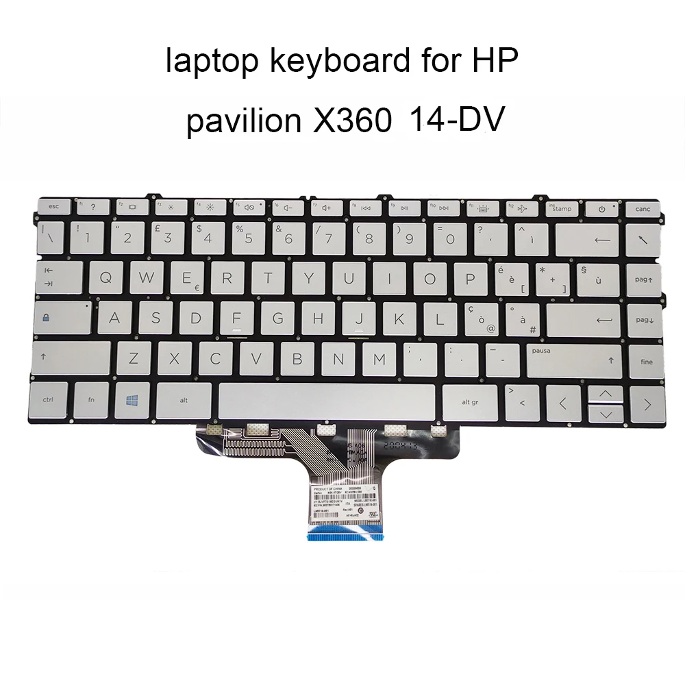 Teclado retroiluminado italiano español para HP Pavilion X360 14-DV 14-DW 14M-DW TPN-Q244 I137 teclas plateadas para ordenador portátil L85716 L96519-061