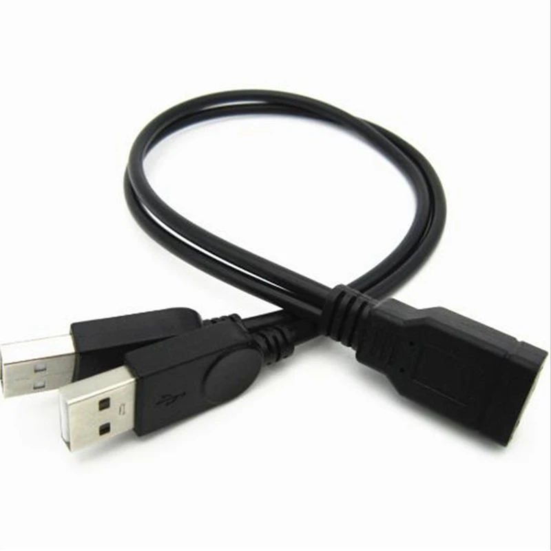 Cable de alimentación de datos USB Y de 30cm para ordenador, Cable de carga de extensión Dual, USB2.0-A hembra A 2 A macho - imagen 3