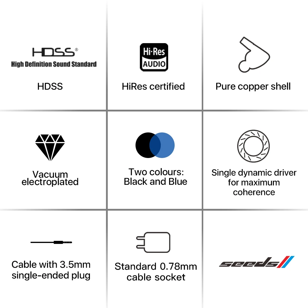 HiBy Seeds II Dynamic Driver-auricular HIFI Audio IEM HDSS carcasa de cobre puro con Cable galvanizado al vacío desmontable de 0,78mm - imagen 3