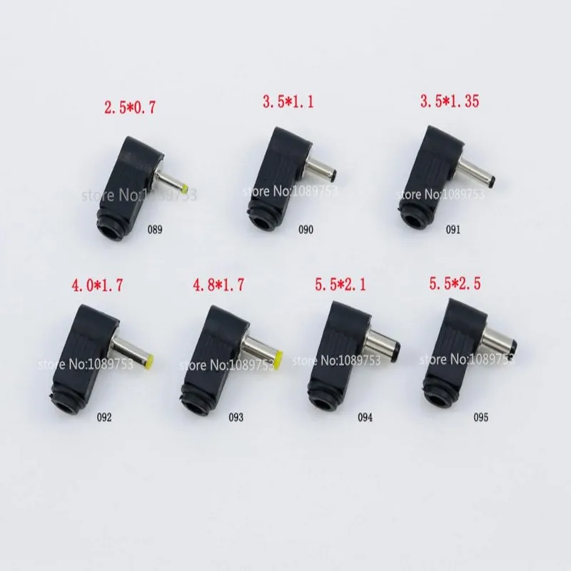Conector CC macho en angulo 90 grados en L - clavija de alimentacion