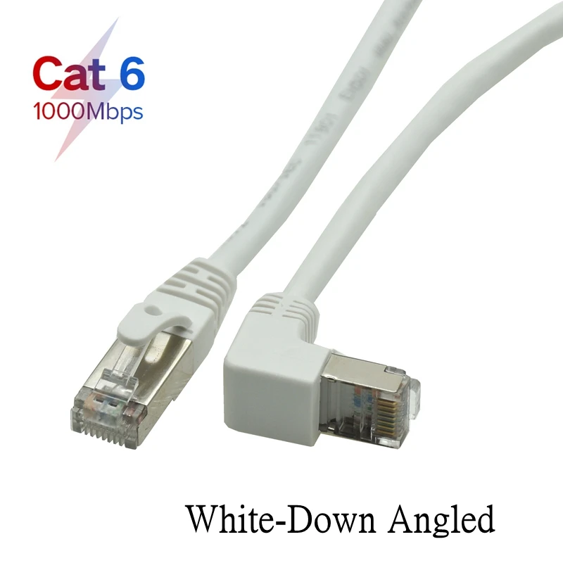 Cable Ethernet Cat6 blanco, Cable de red RJ45, parche de 90 grados, ángulo recto hacia arriba y abajo, Cable corto Lan Cat6a para enrutador de ordenador portátil, caja de TV - imagen 2