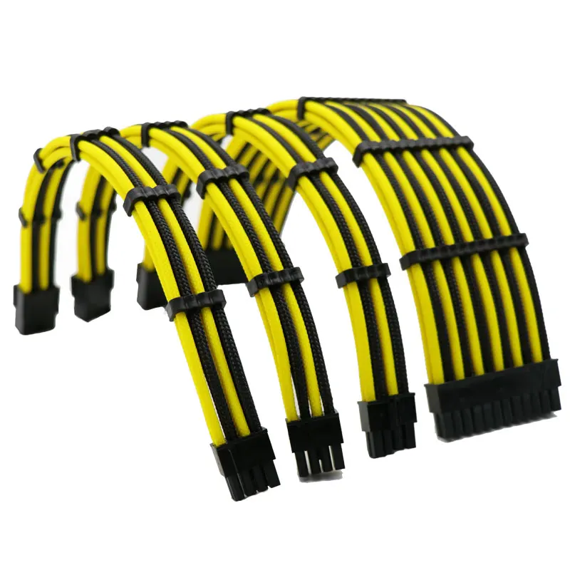 Angitu-Kit de Cable de extensión de alimentación PSU curvo de 180 grados, 1x24 Pines, 1x CPU 8 pines, 2x GPU 8(6 + 2) pines PCI-E Premium 20cm 30cm - imagen 5