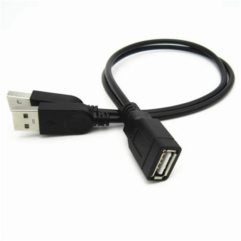 Cable de alimentación de datos USB Y de 30cm para ordenador, Cable de carga de extensión Dual, USB2.0-A hembra A 2 A macho - imagen 2