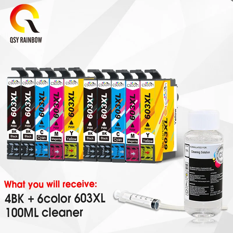 Cartucho de tinta Compatible con QSYRAINBOW T603XL 603XL para Epson XP-2100 XP-2105 XP-3100 XP-3105 XP-4100 XP-4105 WF-2810 WF-2830 - imagen 3
