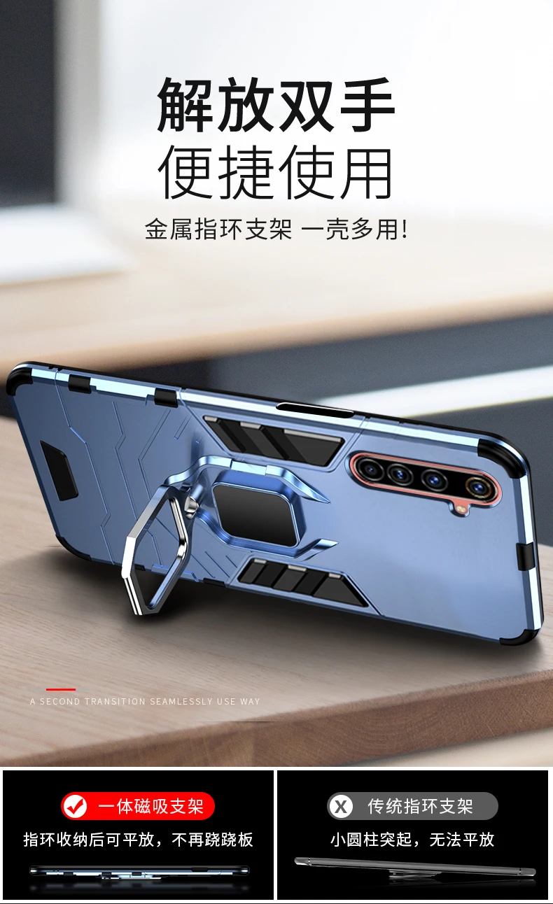 Funda rígida para OPPO Realme 6, carcasa de PC con anillo de soporte, armadura a prueba de golpes, carcasa trasera protectora para oppo realme 6 pro realme 6 6pro - imagen 5