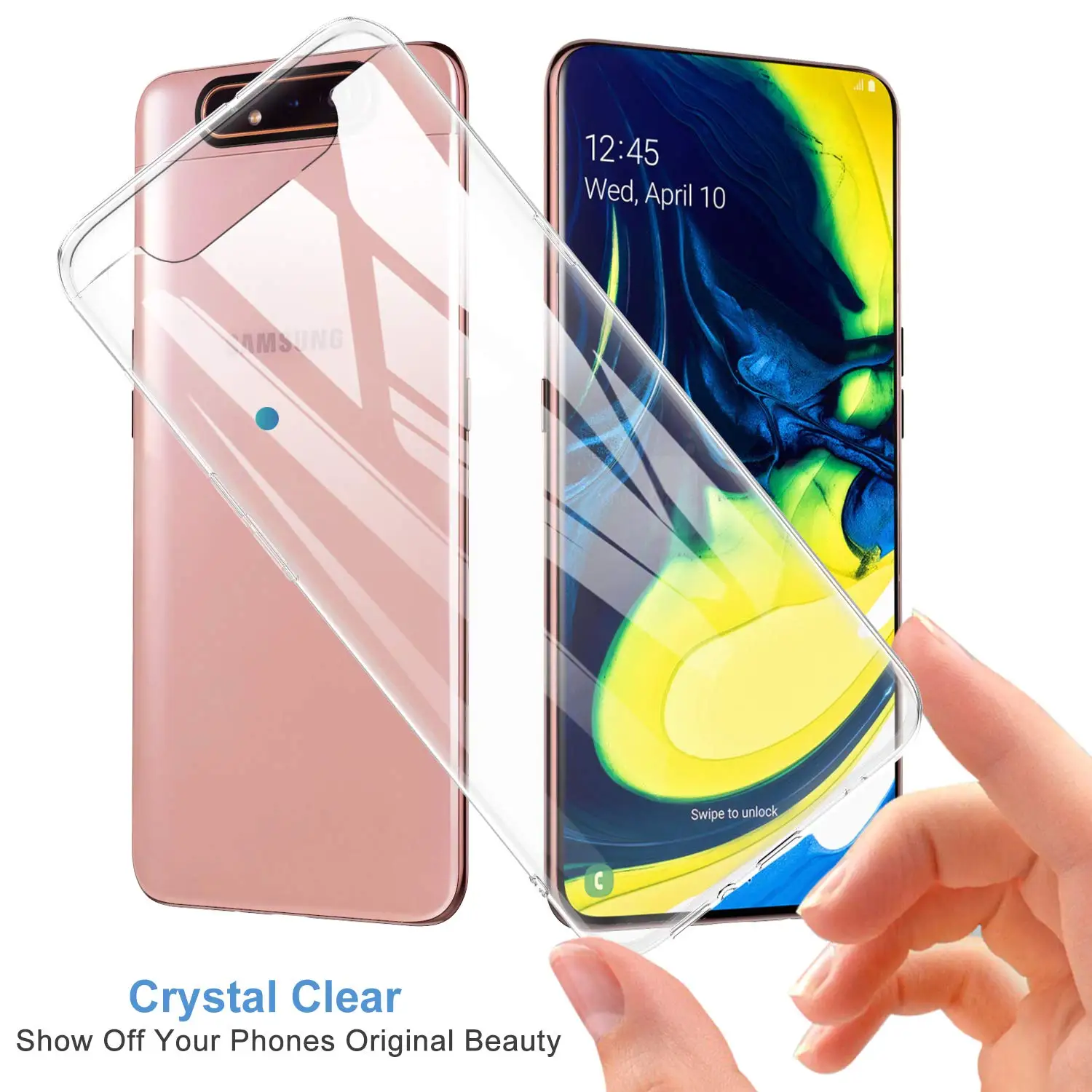 Funda transparente de silicona TPU para Samsung Galaxy A80 A90 5G, funda trasera para teléfono móvil 360, Fundas protectoras SamsungA80 2019 transparentes - imagen 2